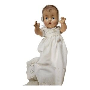Composition Character Molded Hair Painted Eye Short Limb Vintage Baby Doll 12"‎